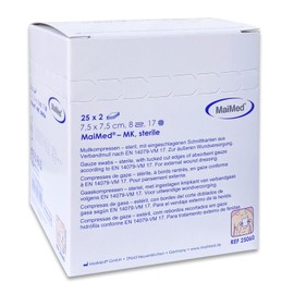Saxomed Mullkompressen 7,5x7,5 cm steril 8 Lagen 50 Stück - sterile Kompressen Wundauflage nicht haftend - Wundkompressen zur äußeren Wundversorgung Blutabsorbtion und Sekretaufnahme