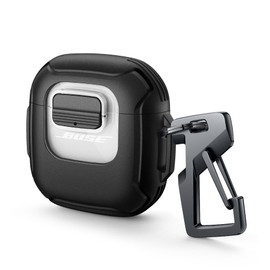 Dexnor for Bose QuietComfort Earbuds II Case (2022) & Bose QuietComfort Ultra Earbuds (2023) & Ultra Earbuds 2nd Gen(2025), Secure Lock Clip Shockproof Protective Cover with Carabiner & Keyring Black