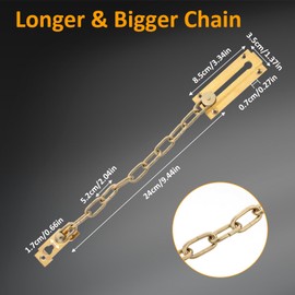 COMNICO Door Chain Lock, 1 Pack Security Door Chain Guard Solid Brass with 8 Screws Sturdy and Rust-Resistant Chain Lock Door Guard Door Locks for Kids Safety for Inside Door and Extra Front Door Lock