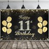 JOYKY Happy 11th Birthday Banner, Gold 11th Birthday Party Decorations