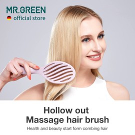 MR.GREEN Cepillo de pelo hueco para masaje del cuero cabelludo Peines de peinado desenredante de secado rápido herramienta de desenredamiento para cabello húmedo y seco rizado (rosa)