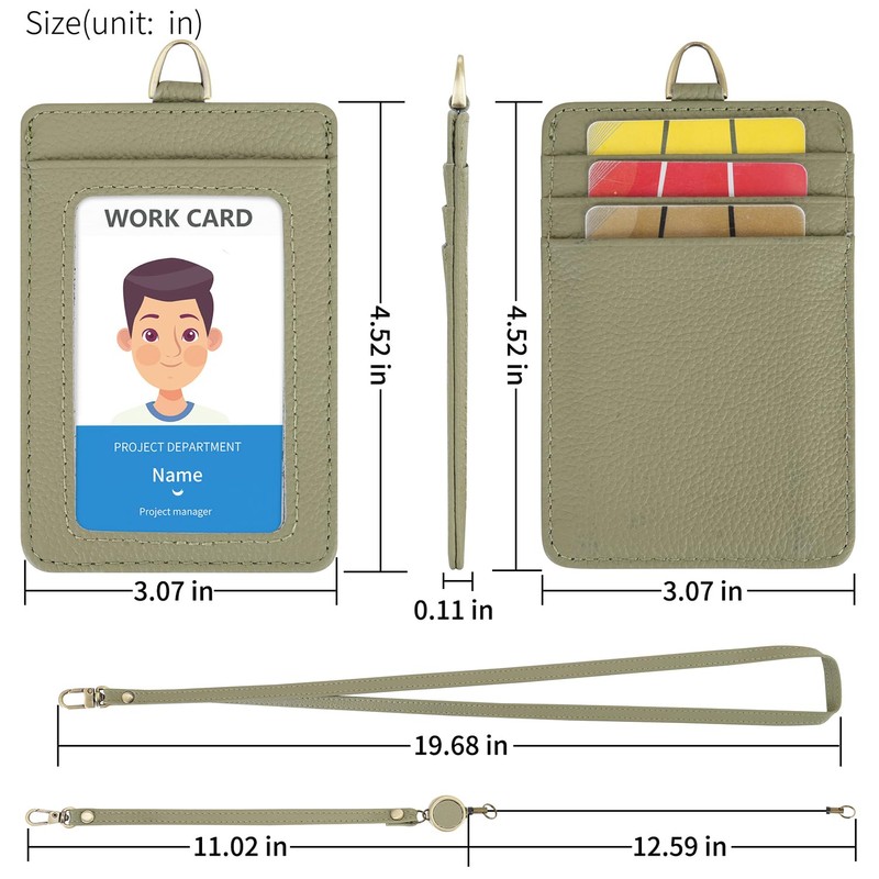 Wason Badge Holder ID Card Wallet Real Leather Case with