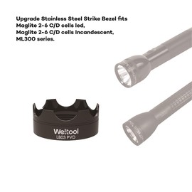 Weltool LB03PVD Flashlight Protection Flashlight Strike Bezel Black For Maglite C/D ML300L & ML300 LX