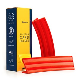 BORICO Card Holders for Playing Cards - 2 Pack Playing Card Holder for Kids and Adults,Stackable Storage Game Card Tray with a Travel Pouch (Red)