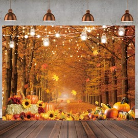 Thanksgiving Fall Photography Backdrop Autumn Forest Maple Leaves Photo Background Farm Harvest Event Thanksgiving Party Decorations Photo Booth Props 8x6FT