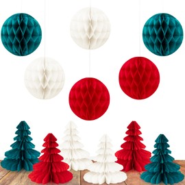Becellen Pack of 12 3D Decorative Christmas, Stereoscope Effect Paper Christmas Tree Decorations, Paper Christmas Tree Hanging Decorations for Christmas Parties
