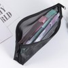 5Pcs Mesh Zipper Pencil Pouch Set, Black Nylon Pencil Case