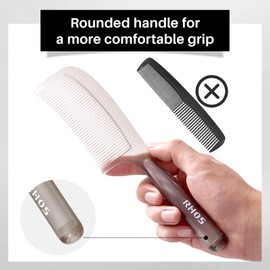 RHOS RHOS Detangler Hair Comb for Women and Men-Wide Tooth Comb for Curly,Thick,Wavy,Long Hair,Large Tooth Detangling Comb for Wet and Dry Hair-Styling Essentials Round Handle Hairdressing Comb(Gray)