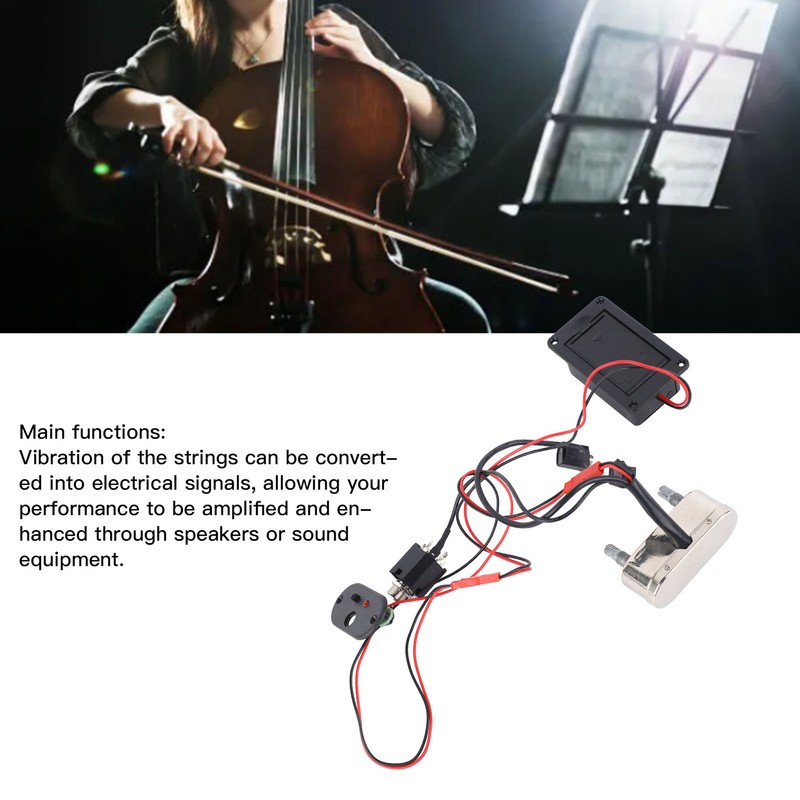 Cello Pickup Metal Plastic High Sensitivity Low Noise Professional Cello