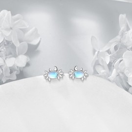 Crab Earrings Sterling Silver Cute Animal Earrings Moonstone Stud Earrings Sea Crab Jewelry Gifts Birthday Gifts for Women Ocean Lovers