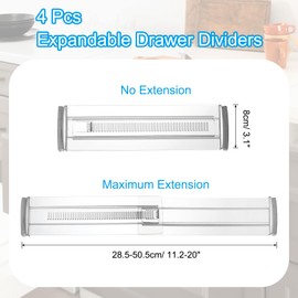 PATIKIL Erweiterbare Schubladenteiler, 28,4 cm bis 50,8 cm, 4 Stück, 7,9 cm hoch, verstellbare Schubladen-Organizer-Trennwände für Küchenutensilien, Besteck, Kleidung, Kommode, Organisation und