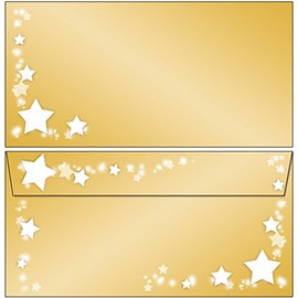 25 Envelopes Stars on Gold Frame Christmas DIN Long without Window 61165