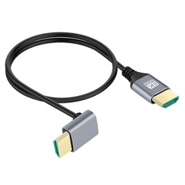 cablecc Ultra Thin HDTV HDMI 2.1 Male to Male Cable 8K 4K Hyper Flexible Slim Cord 90 Degree Down Angle for Type-A Computer HDTV 50cm