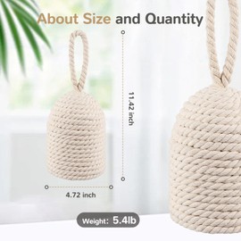 MorningRo Rope Door Stop Decorative Door Stop with Handle 4.72 ''D x 11.42''H 5.4lb Heavy Weighted Door Stoppers for Outdoor Inside Door Bottom Home Window Wedge to Keep Open, White