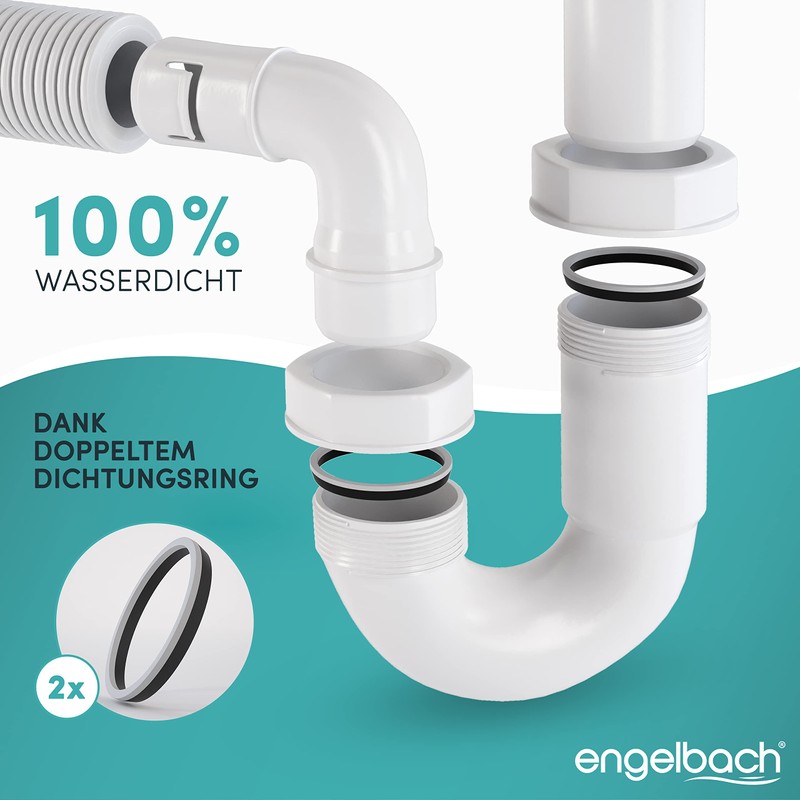 Engelbach Trap for Kitchen Sink with Flexible Drain Hose, Flexible