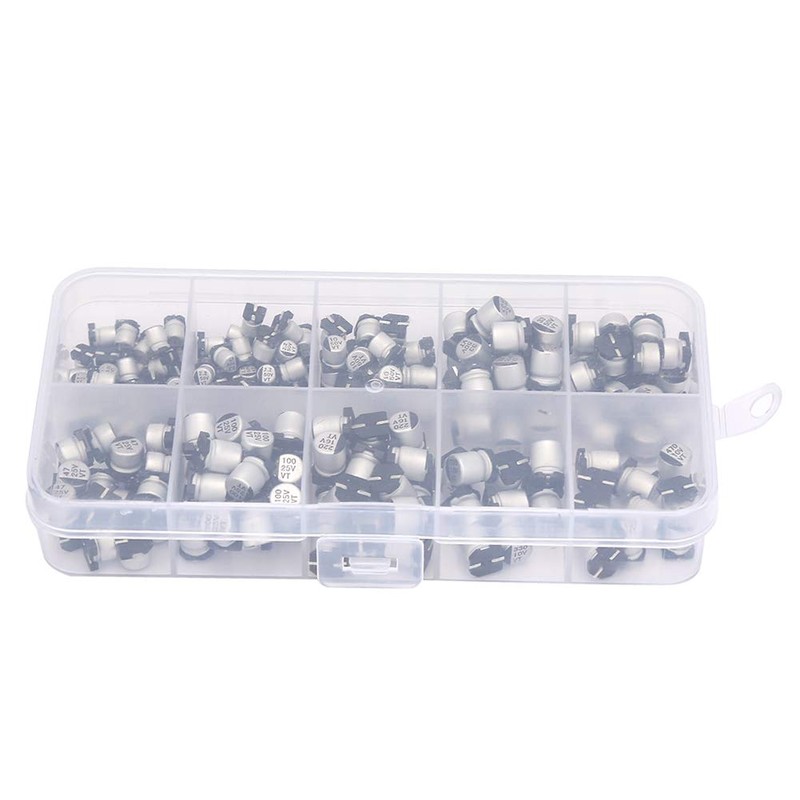 200 Pieces 10-50V Electrolytic Capacitor, SMD Electrolytic Capacitors Set 1uF