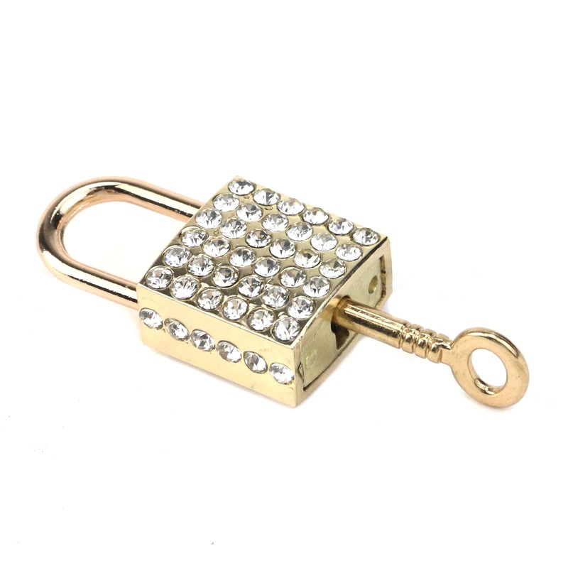 Tighall 2 PCS Zinc Alloy Gold Small Square Decorative Padlock,