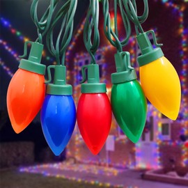 Multicolor Christmas Lights Outdoor, 23.6Ft C9 Vintage Christmas String Lights 35 LED Colorful Bulb Lights, Plug-in Old Fashioned Christmas Tree Lights for Patio, Garden, Yard, Christmas Decor