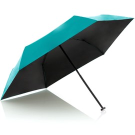 Knirps Ultra US.050 Slim Manual Pocket Umbrella - Ultra Light and Flat - Storm Resistant - Windproof - 21 cm, Turquoise-black, Modern