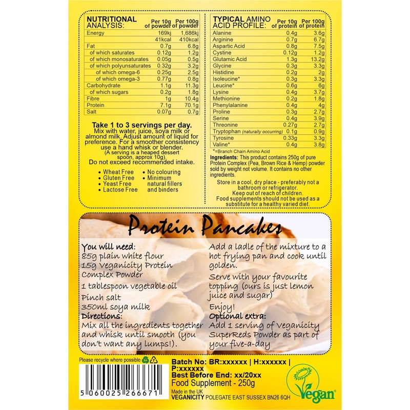 Veganicity Protein Complex Powder : Natural and Unflavoured 70% Vegan