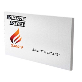SIMOND STORE Ceramic Fiber Insulation Board - 2300F Rated - 1 Inch x 12 Inch x 12 Inch - Ceramic Thermal Insulation Board for Wood Stoves Fireplaces Furnaces Forges Kilns Boilers Pizza Ovens