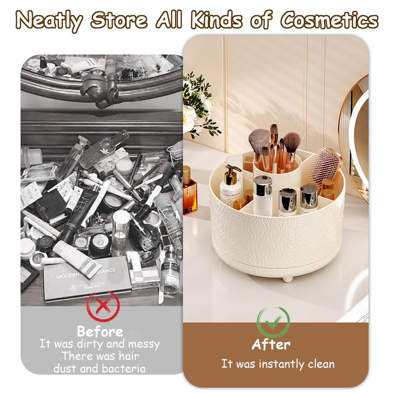 Taoluwin 360° Rotating Makeup Organizer, Large Capacity Cosmetics Organizer with