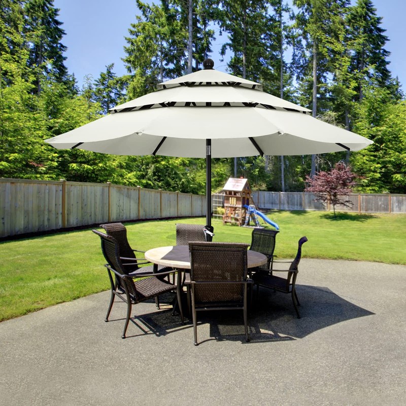 ABCCANOPY Patio Umbrellas 3-Tiers 10FT (Light Beige)