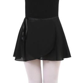 Kefiyis Ballet Skirt Chiffon Ballet Wrap Skirt Adjustable Ribbon Tie Dance Skirt for Girls and Women Black M