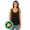 Tipsy Elves Allover Green White and Gold Clover Print Women's