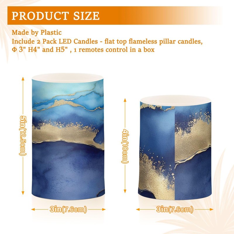 YETTASBIN Blue Marble Flameless Candles with Remote Control and Timer,