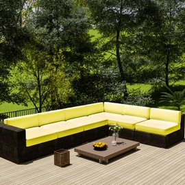 vctops Waterproof Oxford Outdoor Cushion Cover 20x18x4 inch Furniture Patio Cushion Cover Replacement Outdoor Seat Cushion Slipcover with Zipper (Bright Yellow,20"x18")