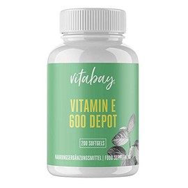 Vitabay Hochdosiertes Vitamin E 600 IE Depot - 200 VEGAN Softgel Vitamin E Kapseln hochdosiert mit Tocopherol und Tocotrienol - Vitamine Vit E - Vitamin E Capsules Vitamins Kapsel mit Tocotrienole