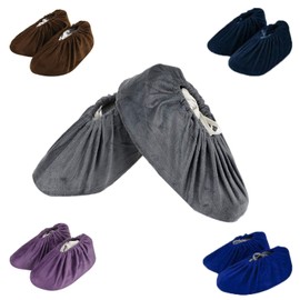 SIVENKE 5 Pairs Shoe Covers Reusable Shoes Cover Flannel Breathable Boot/Shoe Cover Non-Slip, 5 colours
