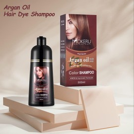 Natural Organic Coconut Oil/Argan Oil Essence Hair Color Shampoo,3in1 (Dark Brown 02)