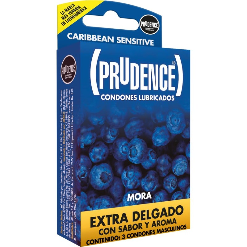 Prudence, Mora, Condónes Ultra Sensitivos con Sabor y Aroma de