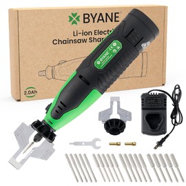 Byane Electric Cordless Diamond Chainsaw Sharpener Kit, 12V Portable Chain Saw Sharpener Tool, 2000mAh Battery Mini Grinder with 20Pcs Diamond Chainsaw Sharpening Bits for Carbide Tipped Chain