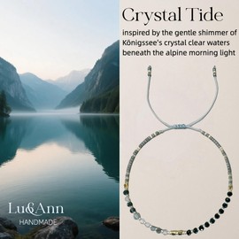 Lu&Ann Lustre Stones Damen Armband – Handgemacht mit Spinell & Miyuki Perlen, Zart, Verstellbar, Ideal für Alltag & Layering (Crystal Tide)