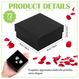 Batiyeer Black Jewelry Gift Boxes Bulk 3.2x3.2x1.4 Inch Cardboard Small Square Jewelry Box for Necklace Earring Ring Bracelet (72 Pack)
