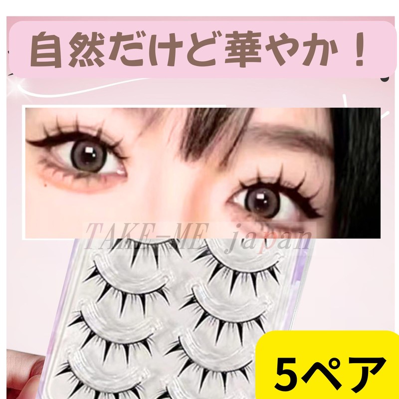 TAKE-ME japan False Eyelashes, Natural 5 Pairs of Eyelashes, Popular,