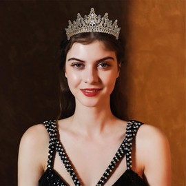 HEWEICSY Silver Tiaras and Crowns for Women,Wedding Tiara for Bride,Rhinestone Queen Crown,Crystal Costume Hair Accessories for Birthday Prom Party