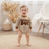 Newborn Baby Boy Fall Outfit Romper Letter Embroidery Long Sleeve