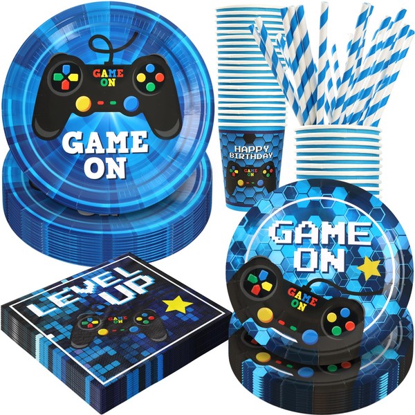 Video Game Birthday Party Decorations, 120Pcs Gaming Party Supplies Disposable