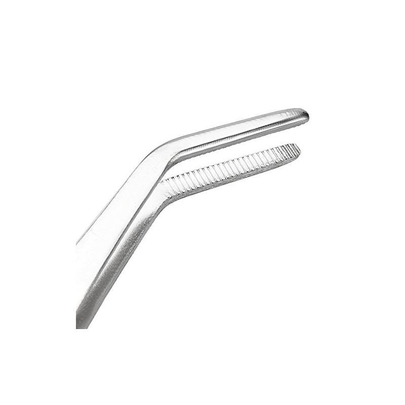 uxcell 8-Inch Stainless Steel Tweezers with Curved Serrated Tip Daily