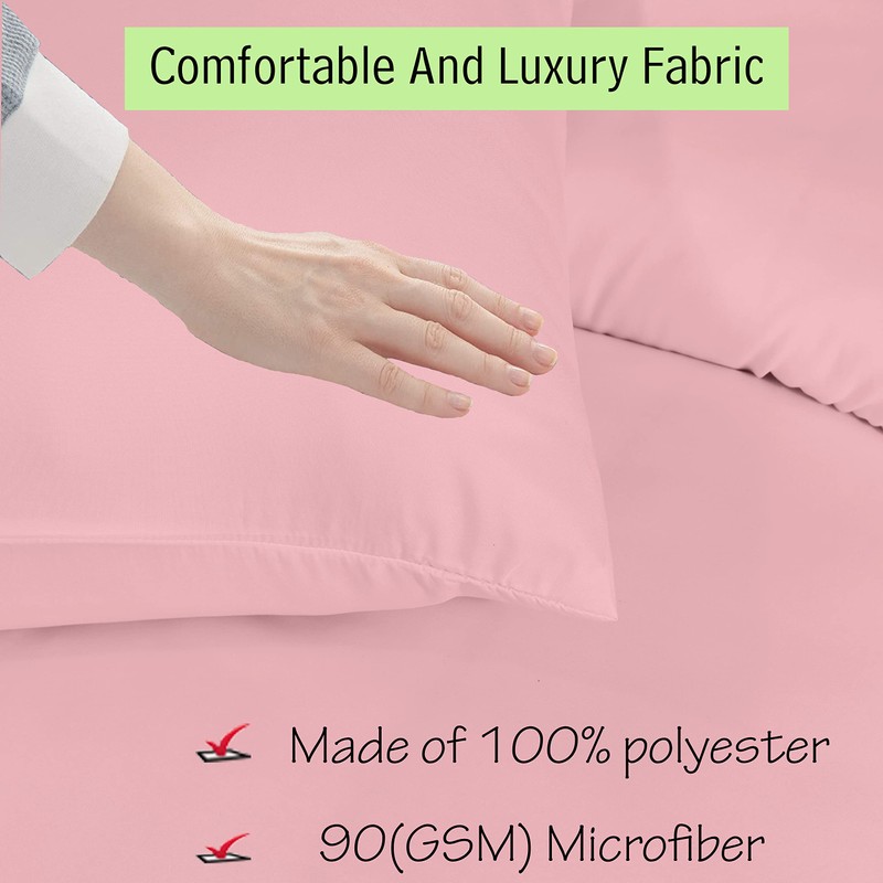 Apex Furnishings Single Duvet Cover Set Blush Pink, Brushed Microfibre