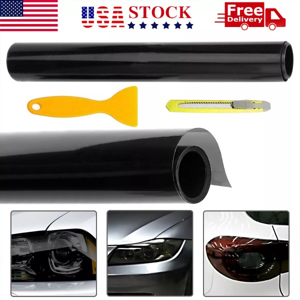 Unbranded 12"X 72" Gloss Dark Black Smoke Headlight Taillight Fog