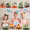 9 PCS Camping Honeycomb Centerpieces with Fake Campfire, Camping Table