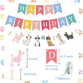 Acidea Dog Theme Birthday Party Banner, Funny Happy Birthday Decorations Background Colourful Decoration Children Baby Dog Party Accessories