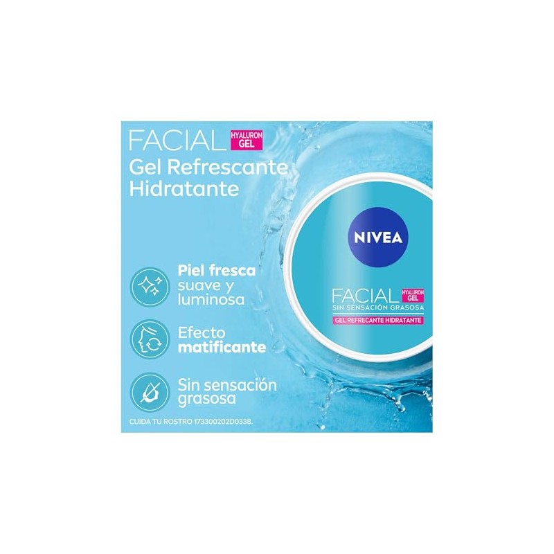 NIVEA Gel Facial Refrescante Hyaluron Gel 375ml, 7 en 1