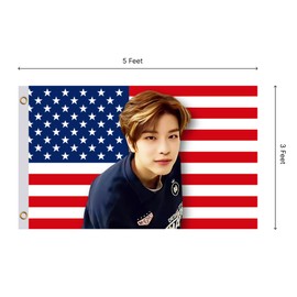 3x5 Feet Sungmin American Flag with Two Brass Grommets - Tapestry Banner for Indoor Wall Hanging or Bedroom Living - Seung Min Banners for Decoration House - Vivid Color and Fade Proof Decorations