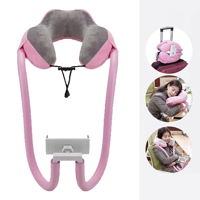 Neck Pillow Phone Holder U Shaped Pillow with Lazy Phone